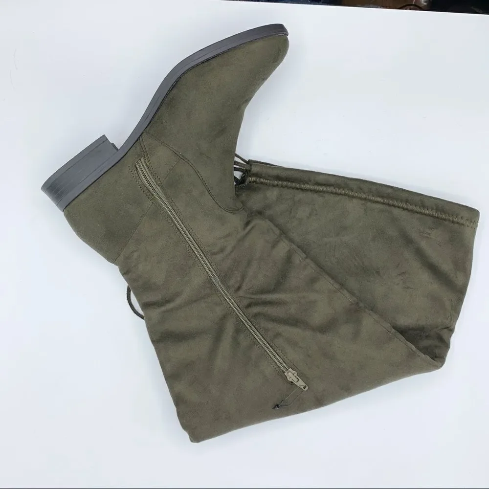 Charlotte Russe Wide Over‎ the Knee Olive Faux Suede Boots 10W